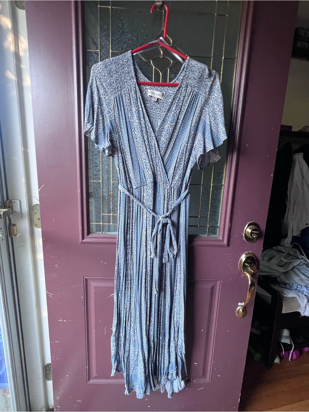 Knox Rose Blue Patterned Wrap Maxi Dress